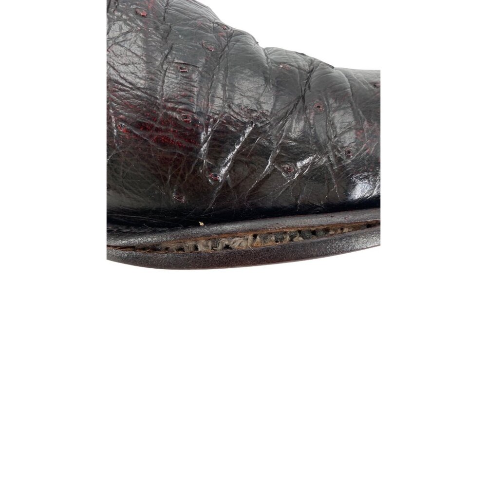 Lucchese 2000 Ostrich Neck Double-row Pegged 9D Black Cherry Cowboy Western Boot - Picture 7 of 16